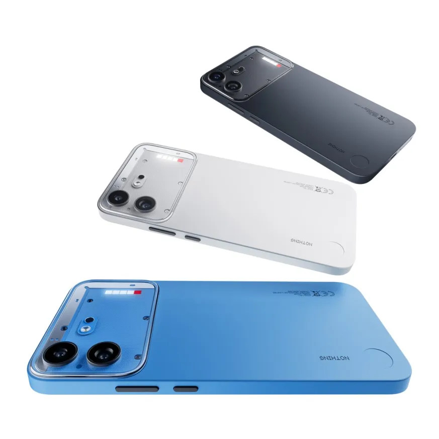 The Phone (4b) in Blue, White and Black