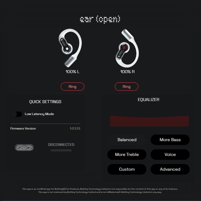 A screenshot of the ear (web) interface with Ear (open) connected, May 2026
