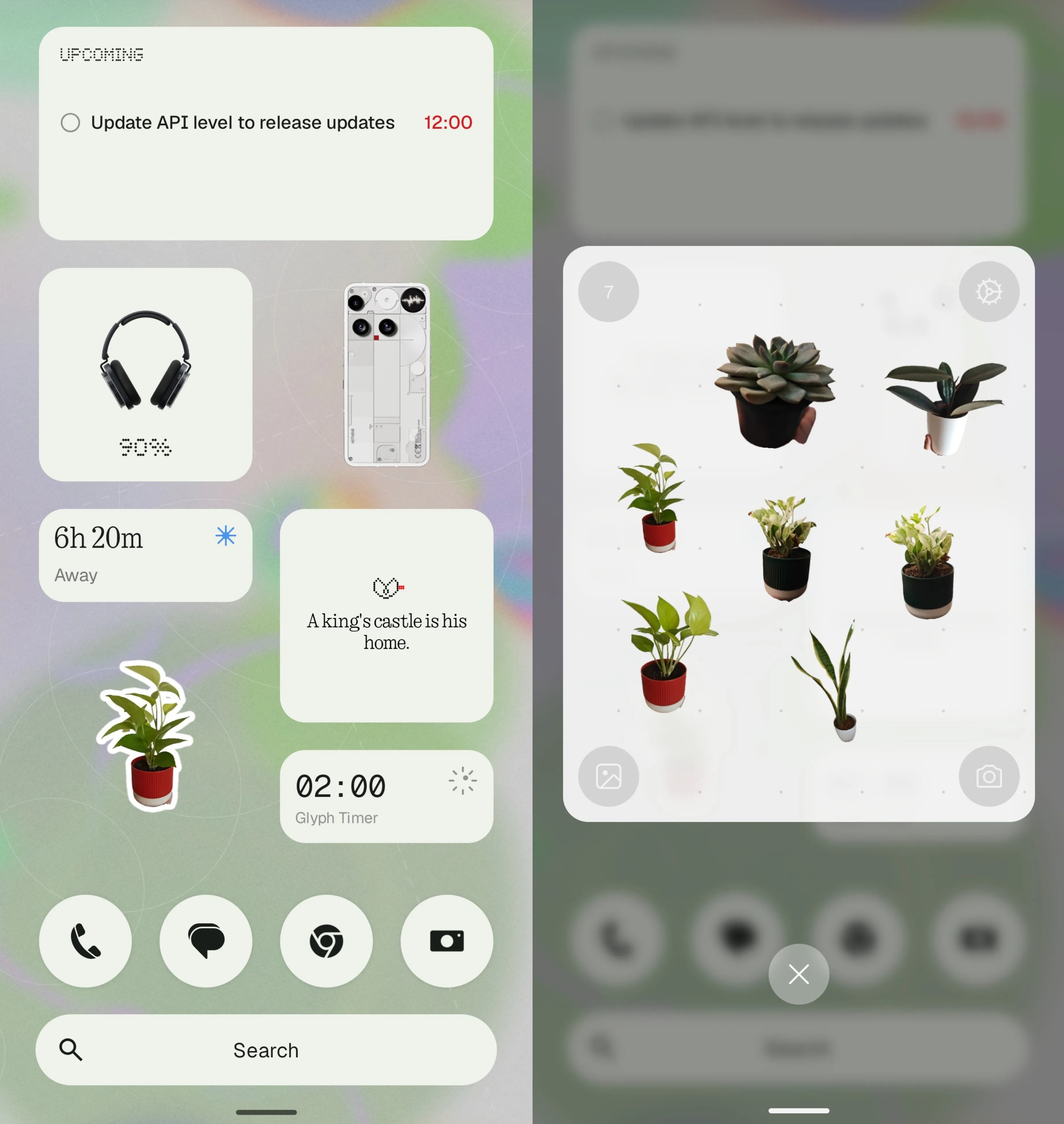 A Nothing OS 5.0 homescreen and Collector widget. Source: [[https://x.com/singularity_ux/status/2093262124625661990|@singularity_ux on X]]
